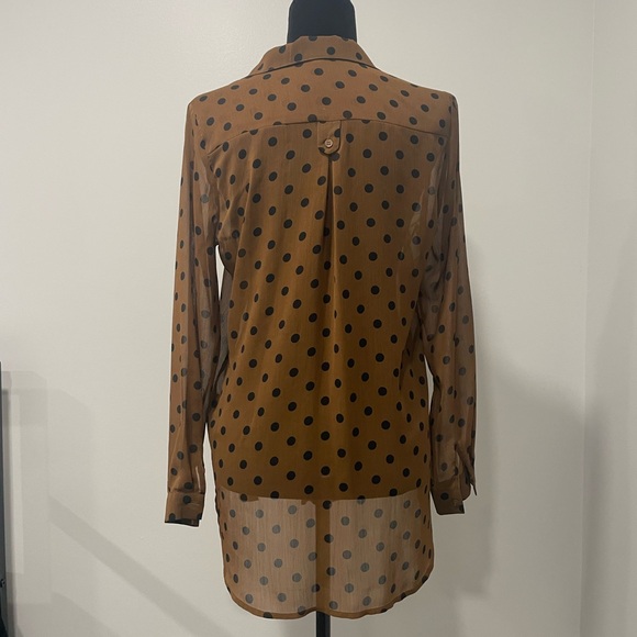 Pleione Brown and Black Polka Dot Blouse - Picture 5 of 10